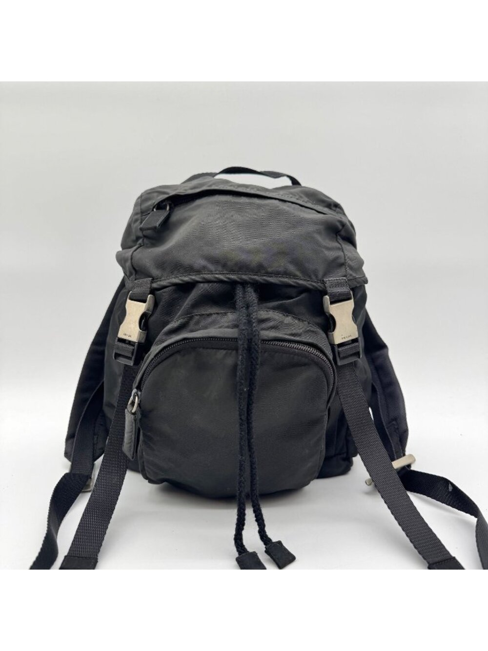 Prada Large Backpack Nylon Black Triangle Logo Tessuto